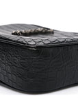 Calfskin Crocodile Embossed Monogram Lou Camera Bag Black
