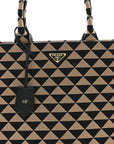 Jacquard Saffiano Triangolo Symbole Embroidered Large Tote Black Corda
