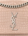 Calfskin Crocodile Embossed Medium Monogram Sunset Rose Antic