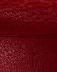 Grainy Calfskin Haymarket Check Medium Reversible Tote Red