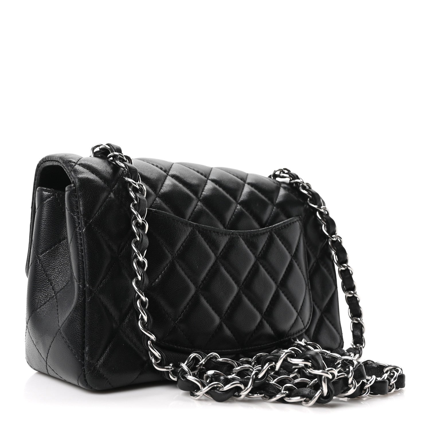 Lambskin Quilted Mini Rectangular Flap Black