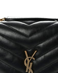 Calfskin Y Quilted Monogram Medium Loulou Chain Satchel Black