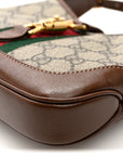 GG Supreme Monogram Azalea Calfskin Web Mini Jackie 1961 Hobo Beige Ebony Brown Sugar