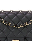Iridescent Lambskin Quilted Medium Double Flap Black