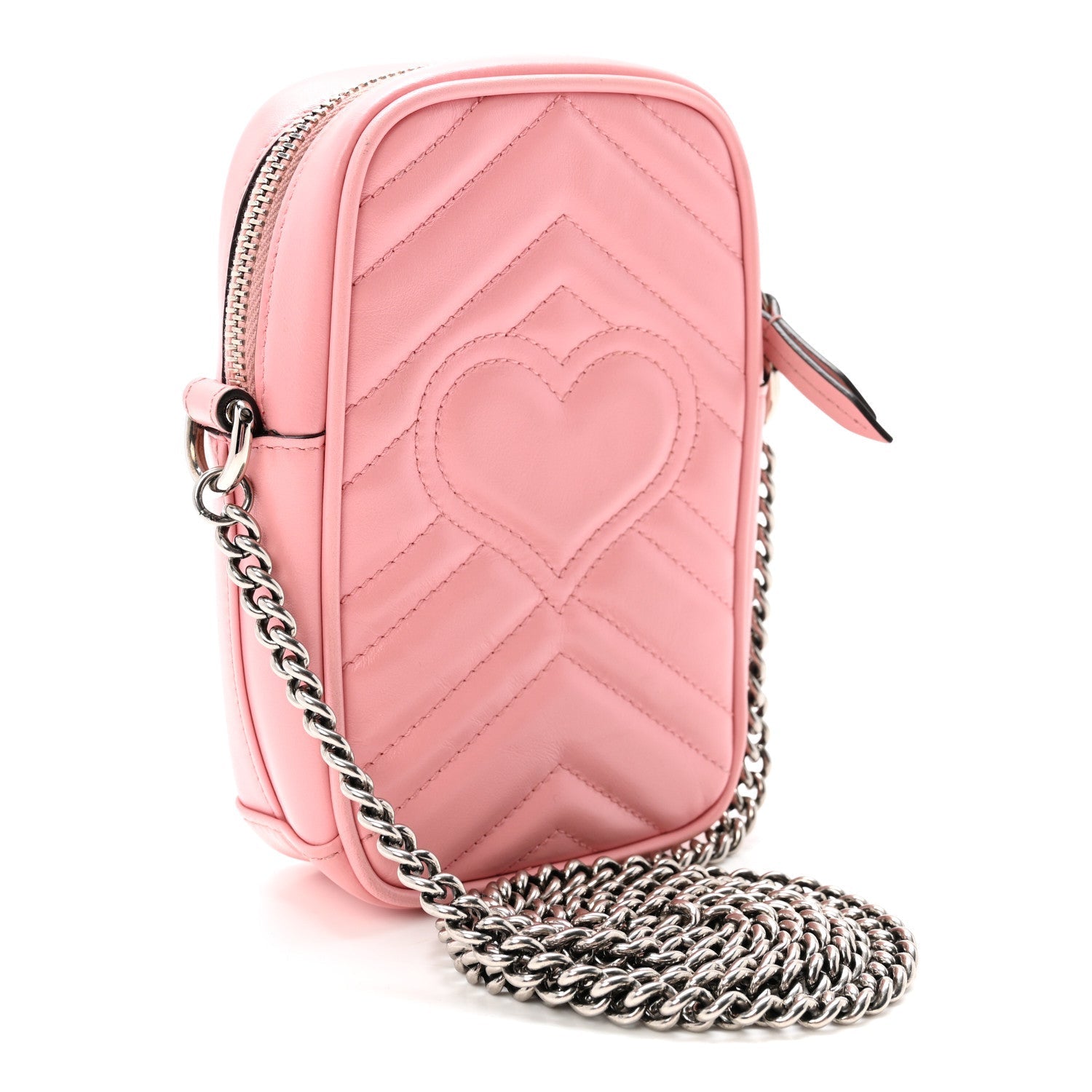 Calfskin Matelasse Mini GG Marmont Crossbody Bag Wild Rose