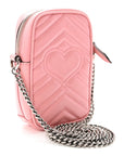 Calfskin Matelasse Mini GG Marmont Crossbody Bag Wild Rose