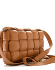 Nappa Maxi Intreccio Padded Cassette Crossbody Bag Caramel