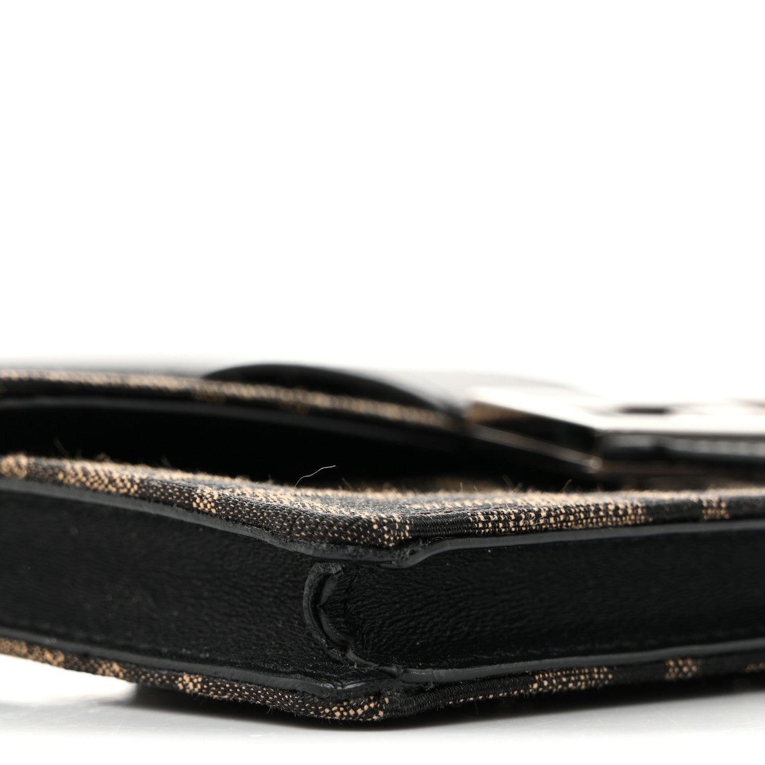 Recycled Fabric Jacquard Vitello Grace FF 1974 Baguette Belt Pouch Tobacco Moro Black