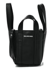 Grained Calfskin Mini 2.0 Everyday North South Shoulder Tote Bag Black