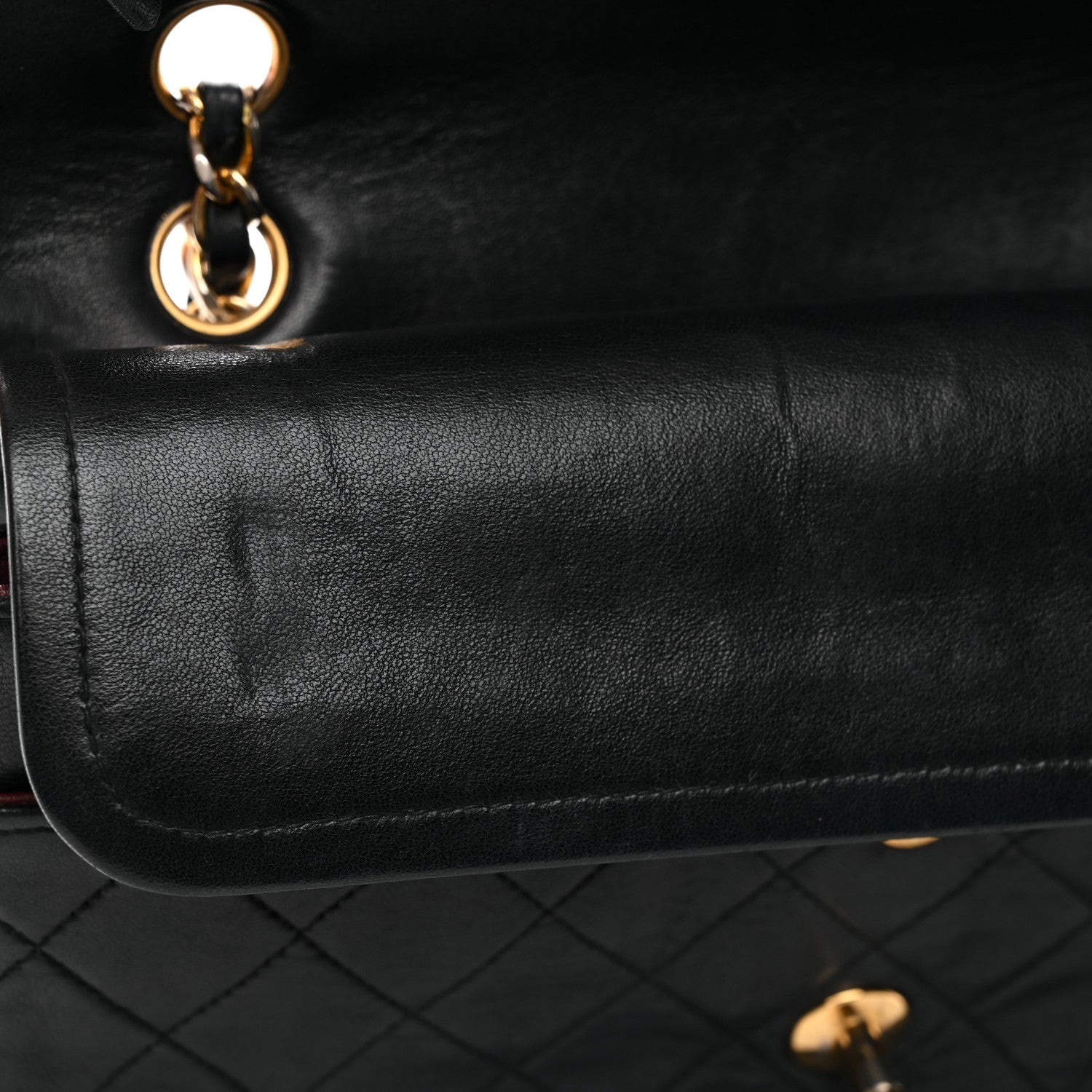 Lambskin Quilted Medium Double Flap Black