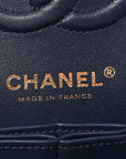 Printed Denim Quilted Small Double Flap Blue