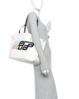 Canvas Racing Logo Tote White