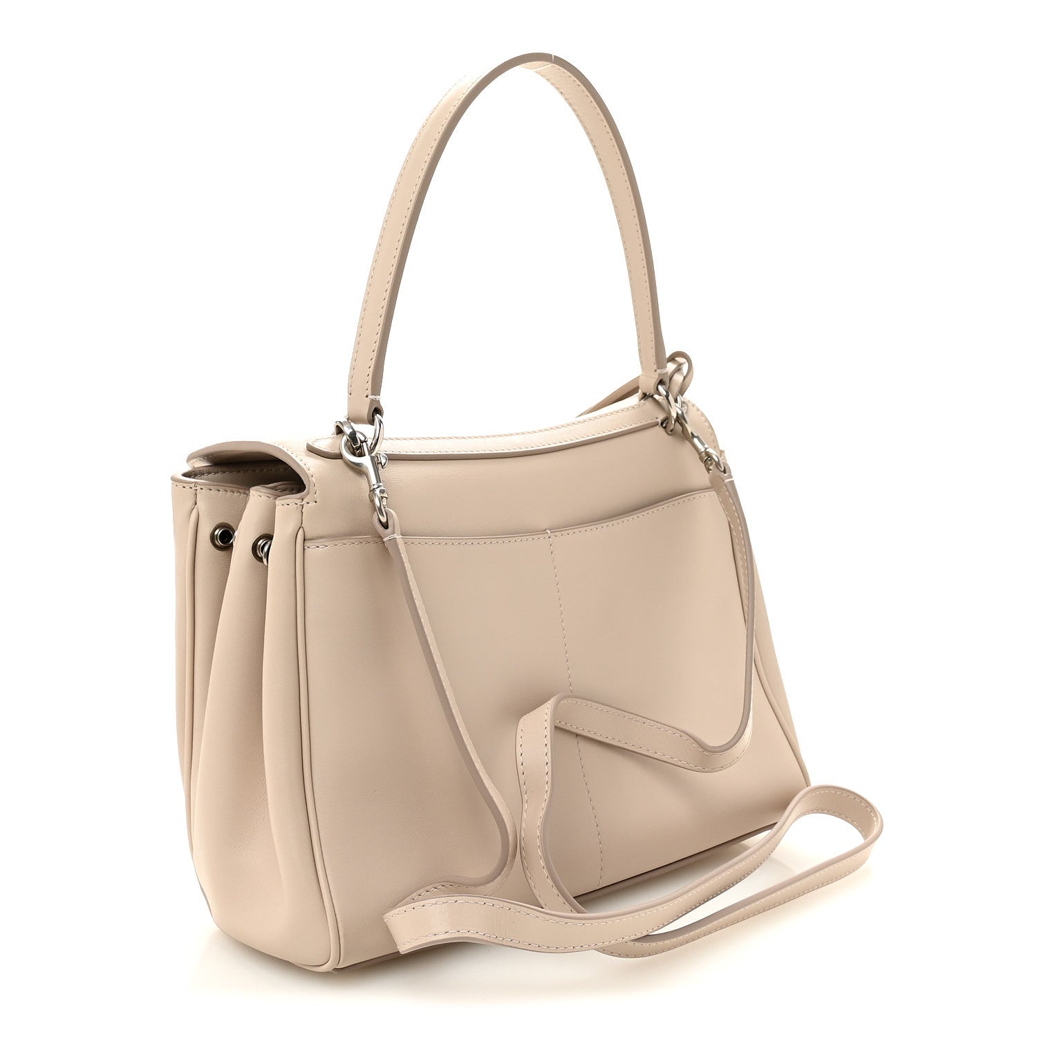 Natural Smooth Calfskin Small Rodeo Top Handle Handbag Almond
