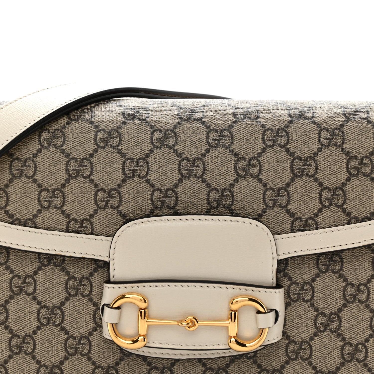 GG Supreme Monogram Horsebit 1955 Shoulder Bag Beige Mystic White