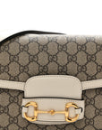 GG Supreme Monogram Horsebit 1955 Shoulder Bag Beige Mystic White