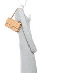 Caviar Quilted Medium Double Flap Beige