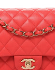 Caviar Quilted Medium Double Flap Red
