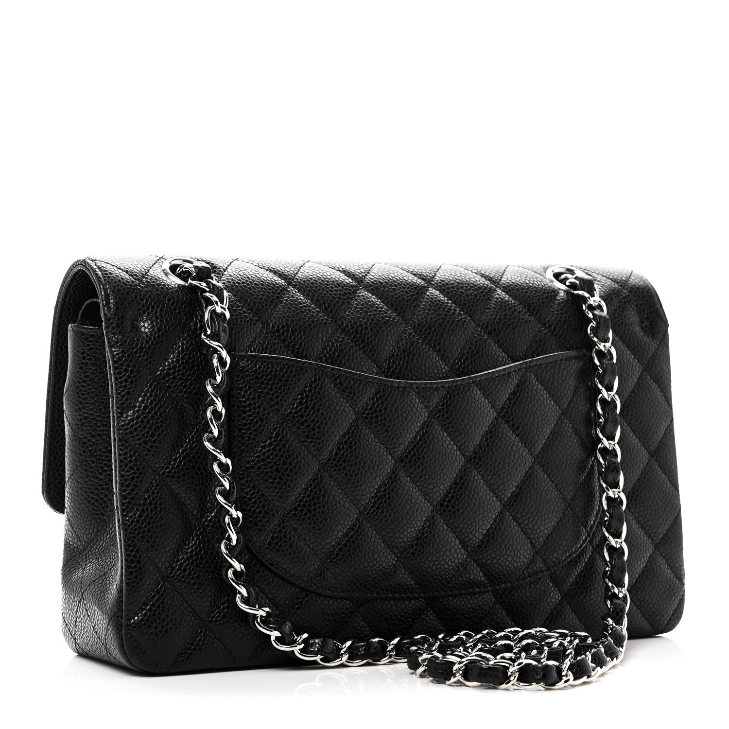 Caviar Quilted Medium Double Flap Black