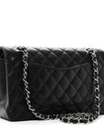 Caviar Quilted Medium Double Flap Black
