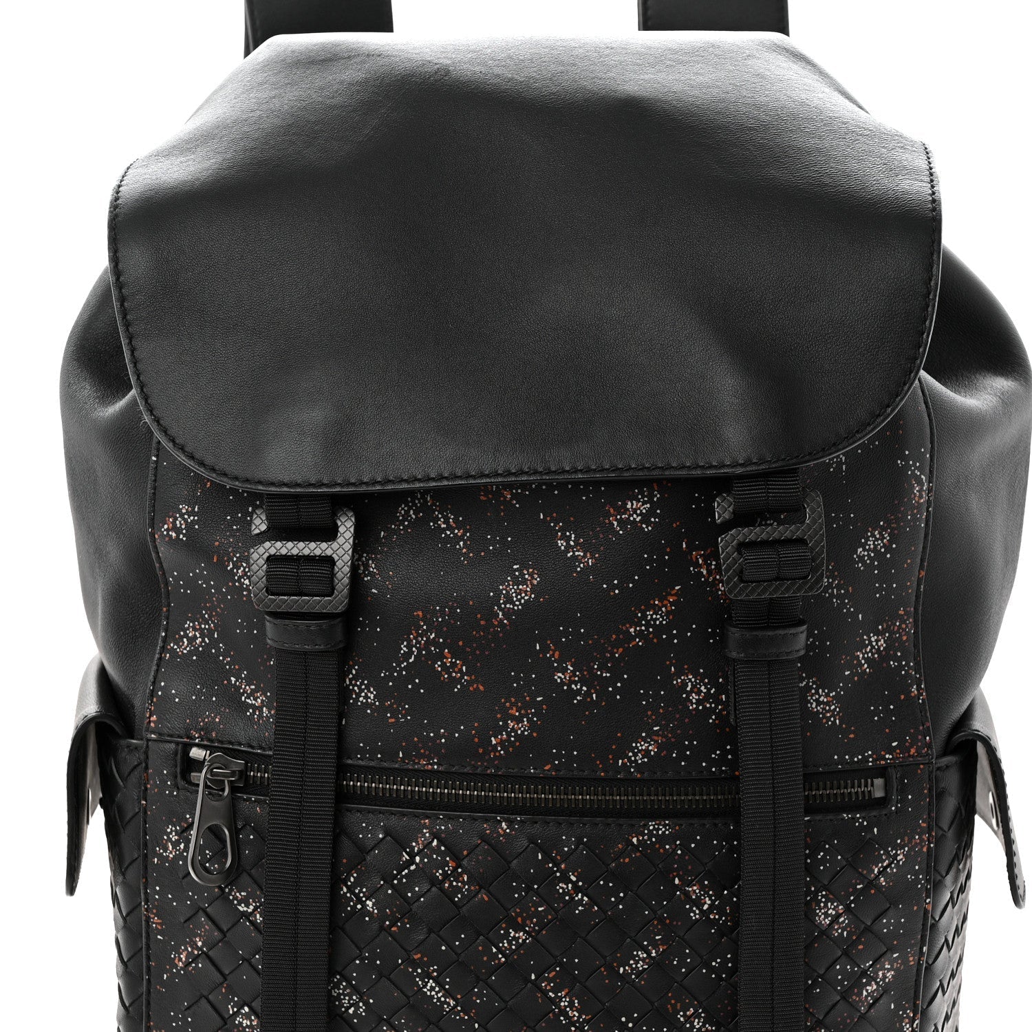 Calfskin Intrecciato Sassolungo Backpack Black Multicolor