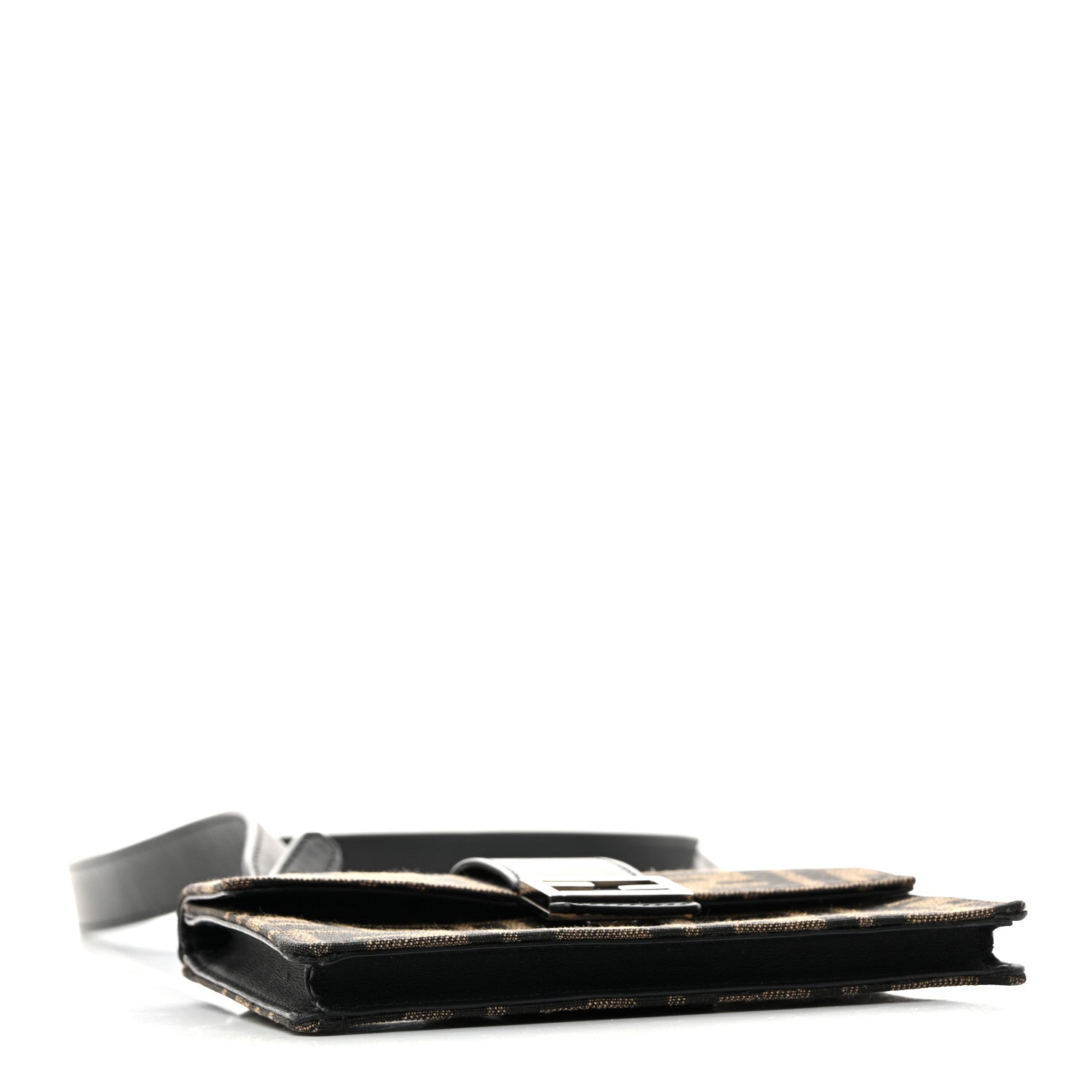 Recycled Fabric Jacquard Vitello Grace FF 1974 Baguette Belt Pouch Tobacco Moro Black