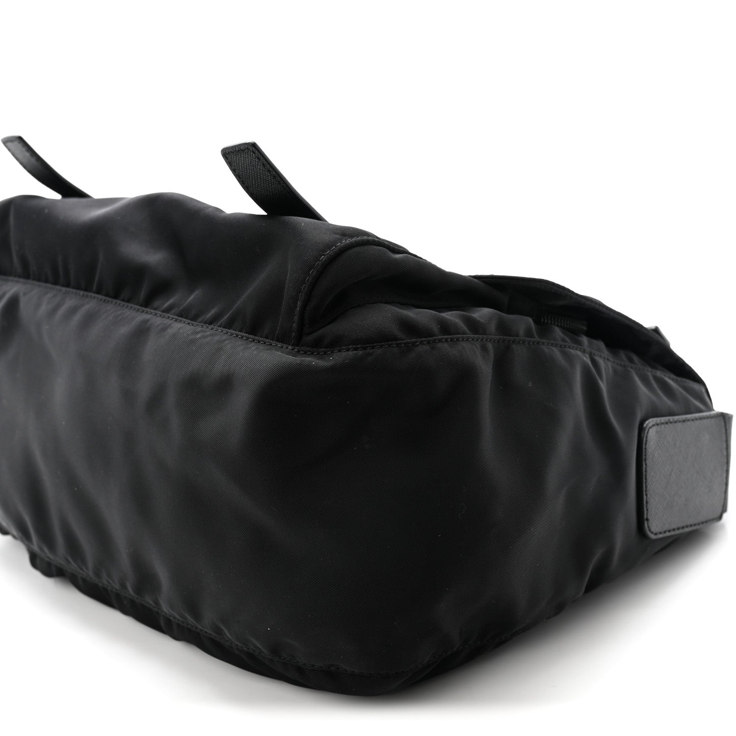 Tessuto Nylon Saffiano Double Buckle Messenger Shoulder Bag Black