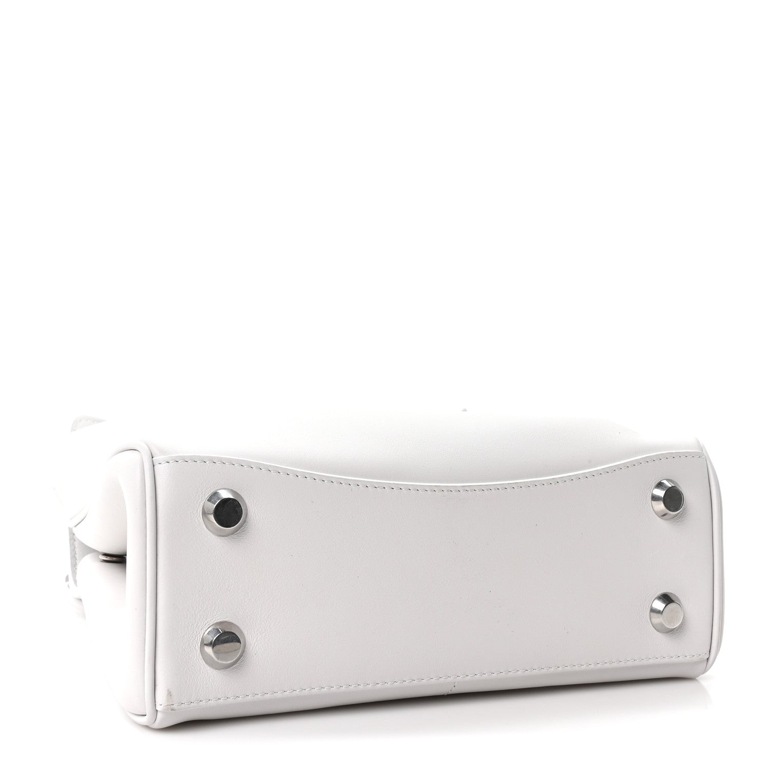 Natural Smooth Calfskin Mini Rodeo Top Handle Handbag Optic White