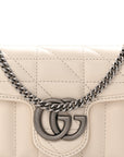 Calfskin Matelasse Aria Super Mini GG Marmont Shoulder Bag Mystic White