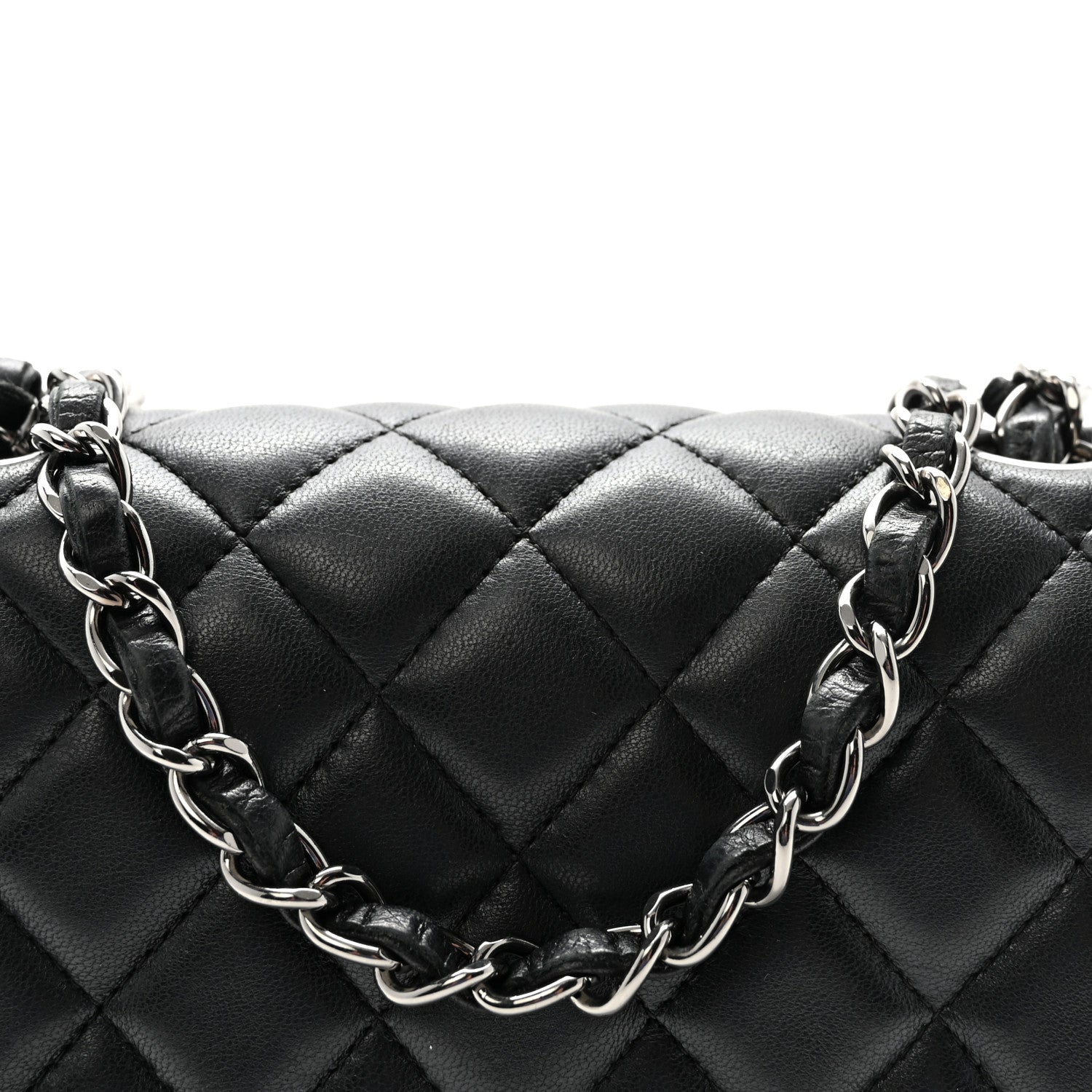 Lambskin Quilted Mini Square Flap Black
