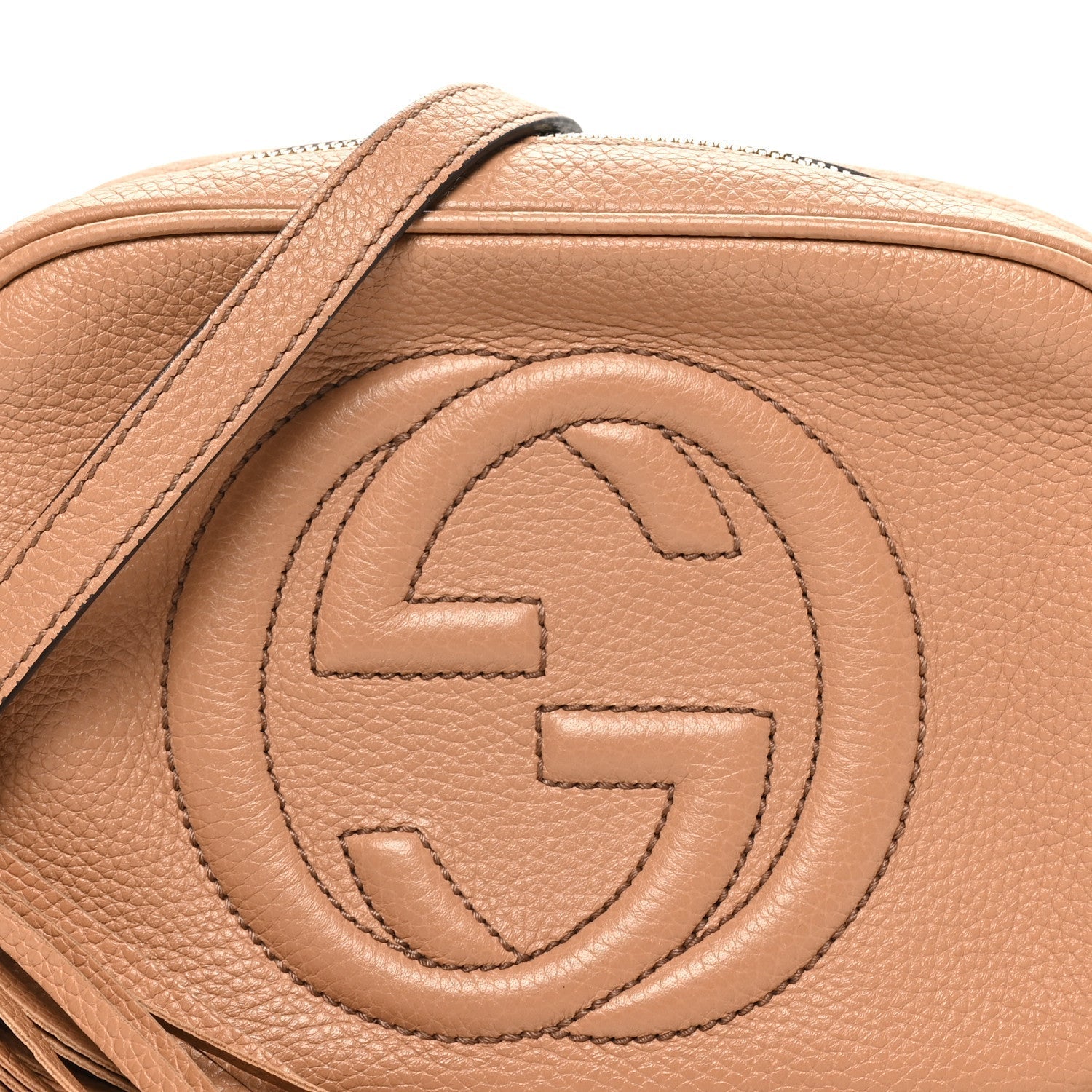 Pebbled Calfskin Small Soho Disco Bag Camelia