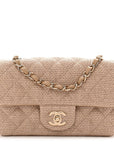 Braided Raffia Quilted Mini Rectangular Flap Dark Beige