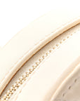 Lambskin Quilted CHNL 19 Round Clutch With Chain White