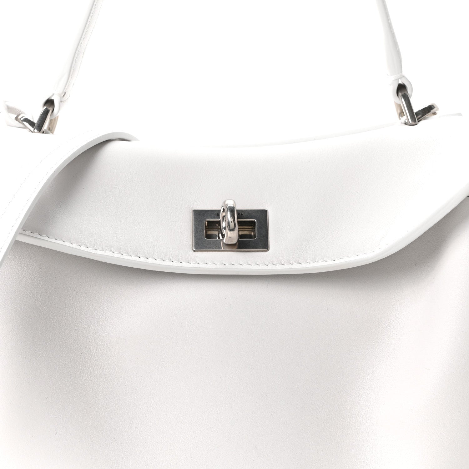 Natural Smooth Calfskin Mini Rodeo Top Handle Handbag Optic White