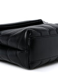Calfskin Y Quilted Monogram Monochrome Toy Loulou Crossbody Bag Black