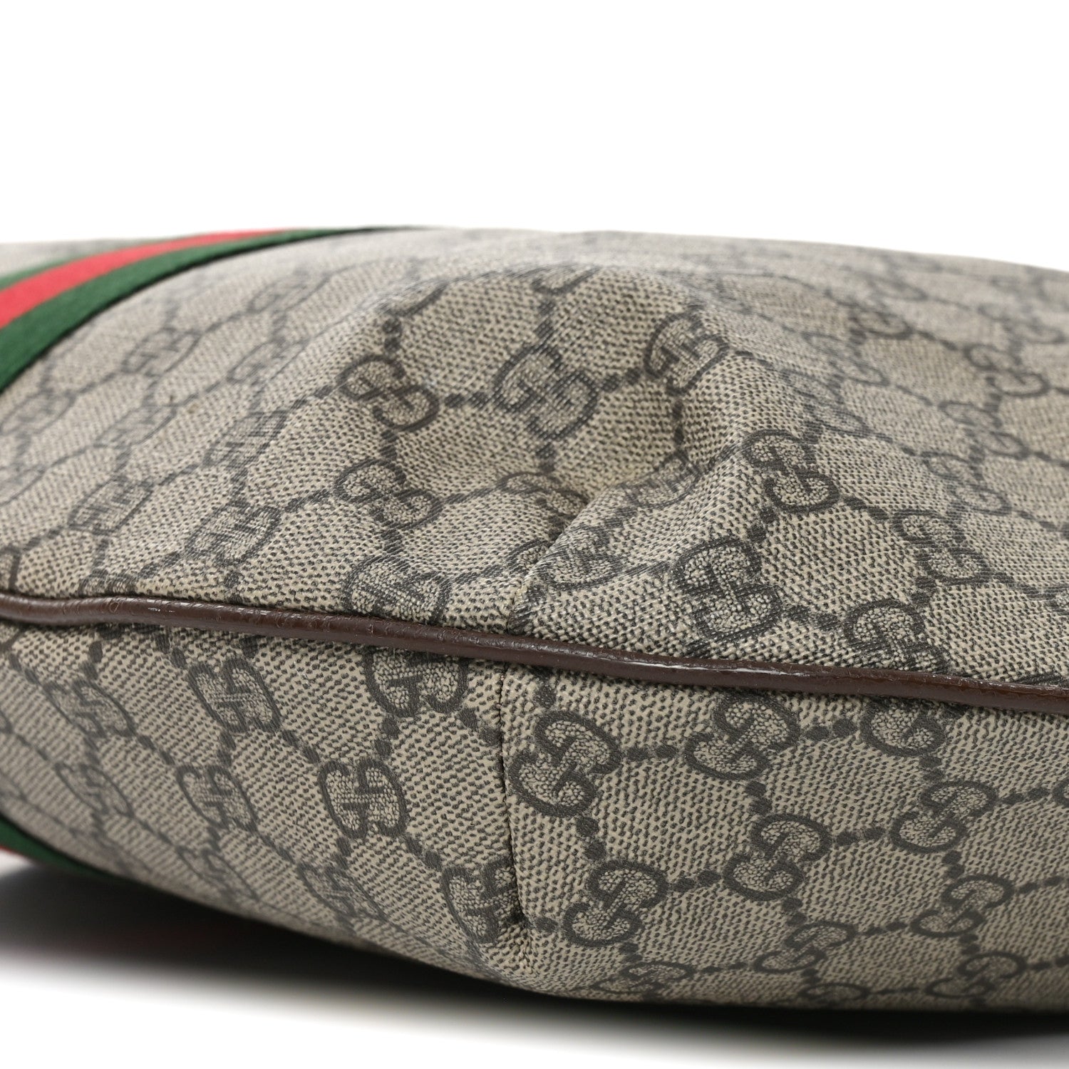 GG Supreme Monogram Web Ophidia Half Moon Hobo Brown
