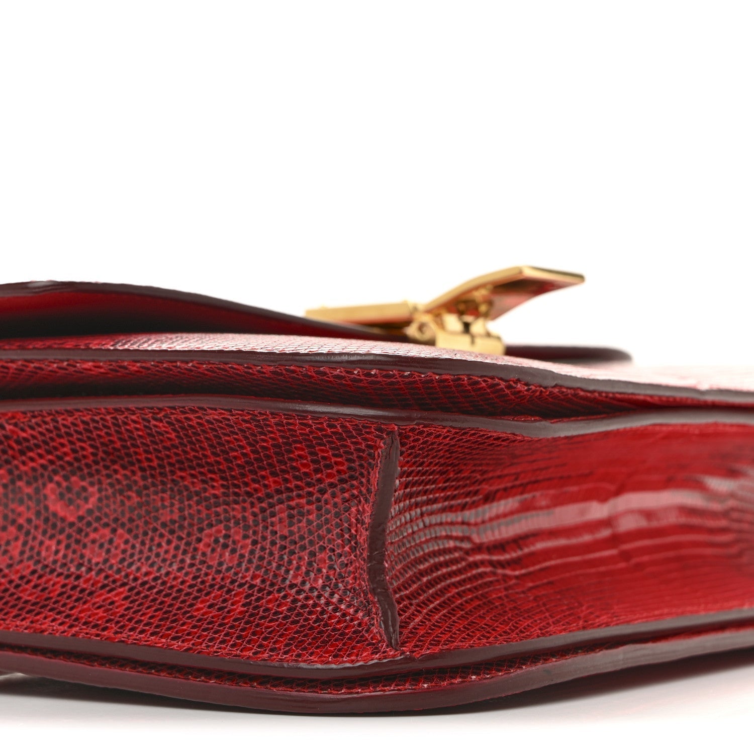 Lizard Medium Classic Box Flap Bag Ruby