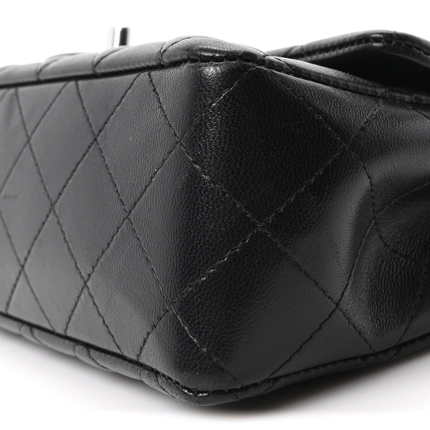 Lambskin Quilted Mini Rectangular Flap Black
