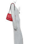 Crinkled Calfskin Matelasse Monogram Baby Niki Chain Satchel Rouge Eros