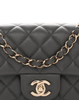Lambskin Quilted Mini Rectangular Flap Dark Grey