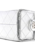 Metallic Caviar Quilted Mini CHNL 25 Handbag Silver