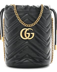 Calfskin Matelasse Mini GG Marmont 2.0 Bucket Bag Black