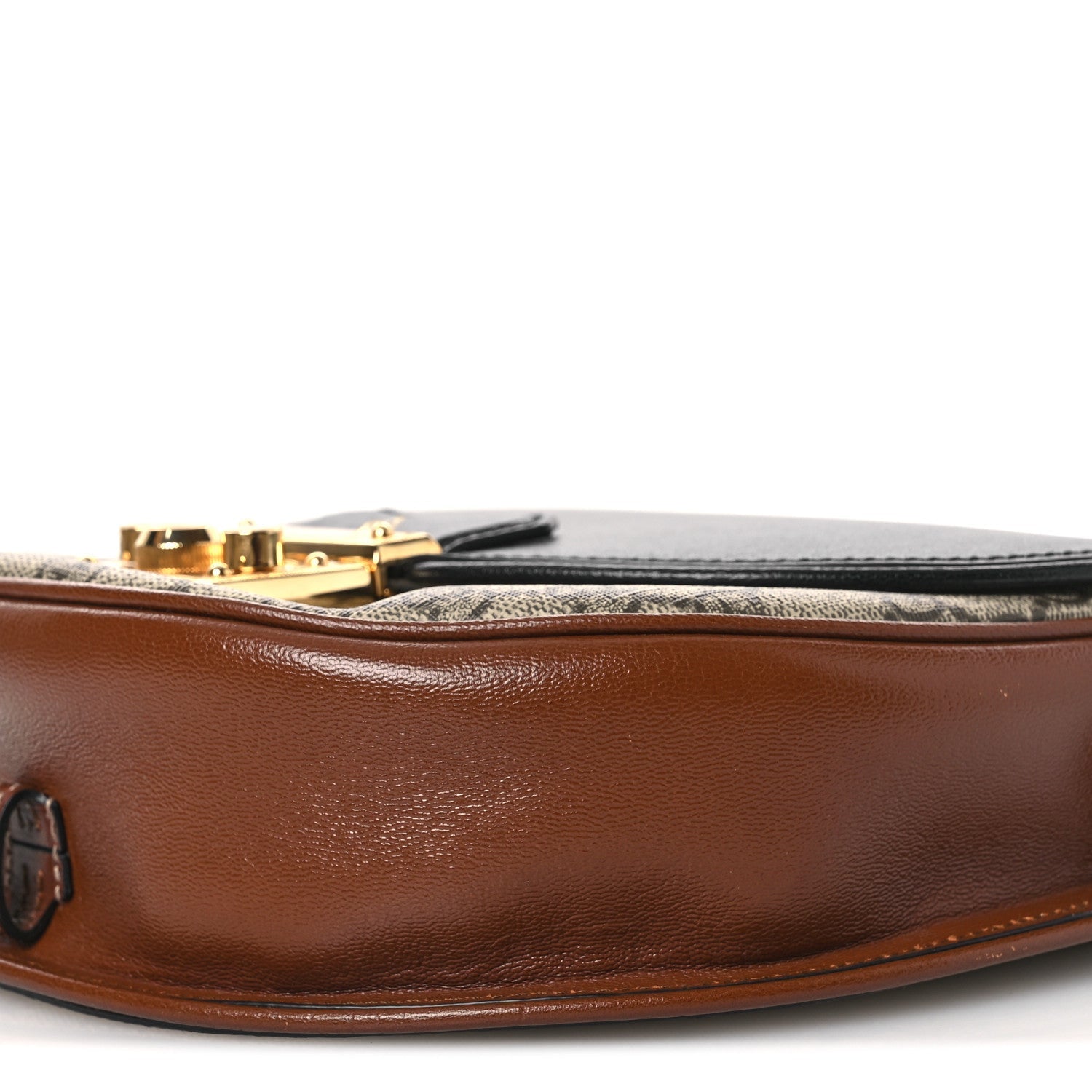 GG Supreme Monogram Calfskin Small Padlock Messenger Shoulder Bag Beige Black Cuir
