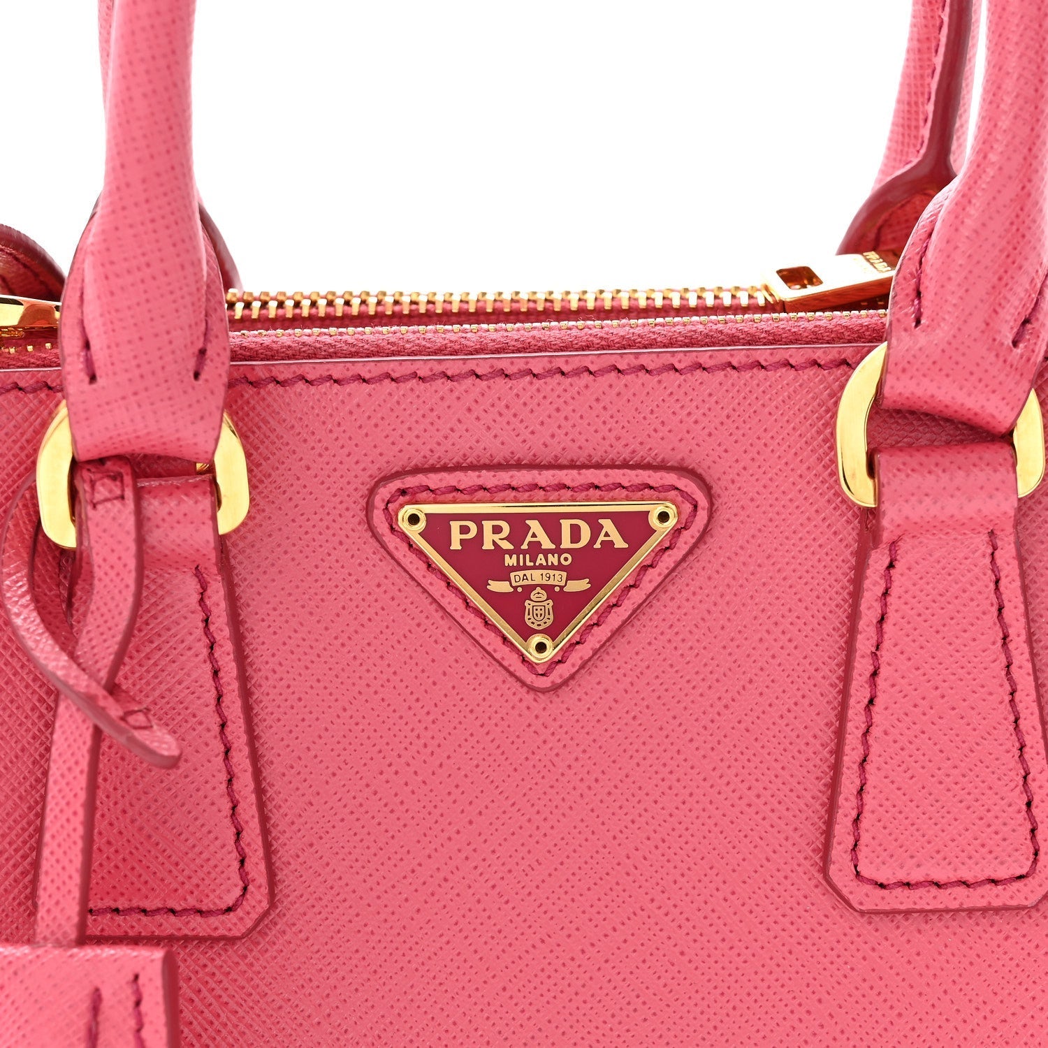 Saffiano Lux Micro Galleria Double Zip Tote Peonia