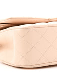 Caviar Quilted Medium Double Flap Beige