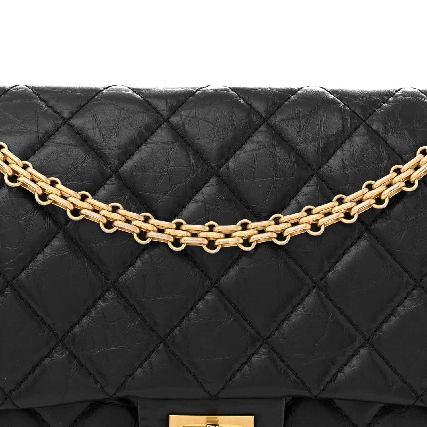 Aged Calfskin Quilted 2.55 Reissue 226 Flap Black