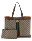 Gg Supreme Monogram Web Ophidia Tote Brown