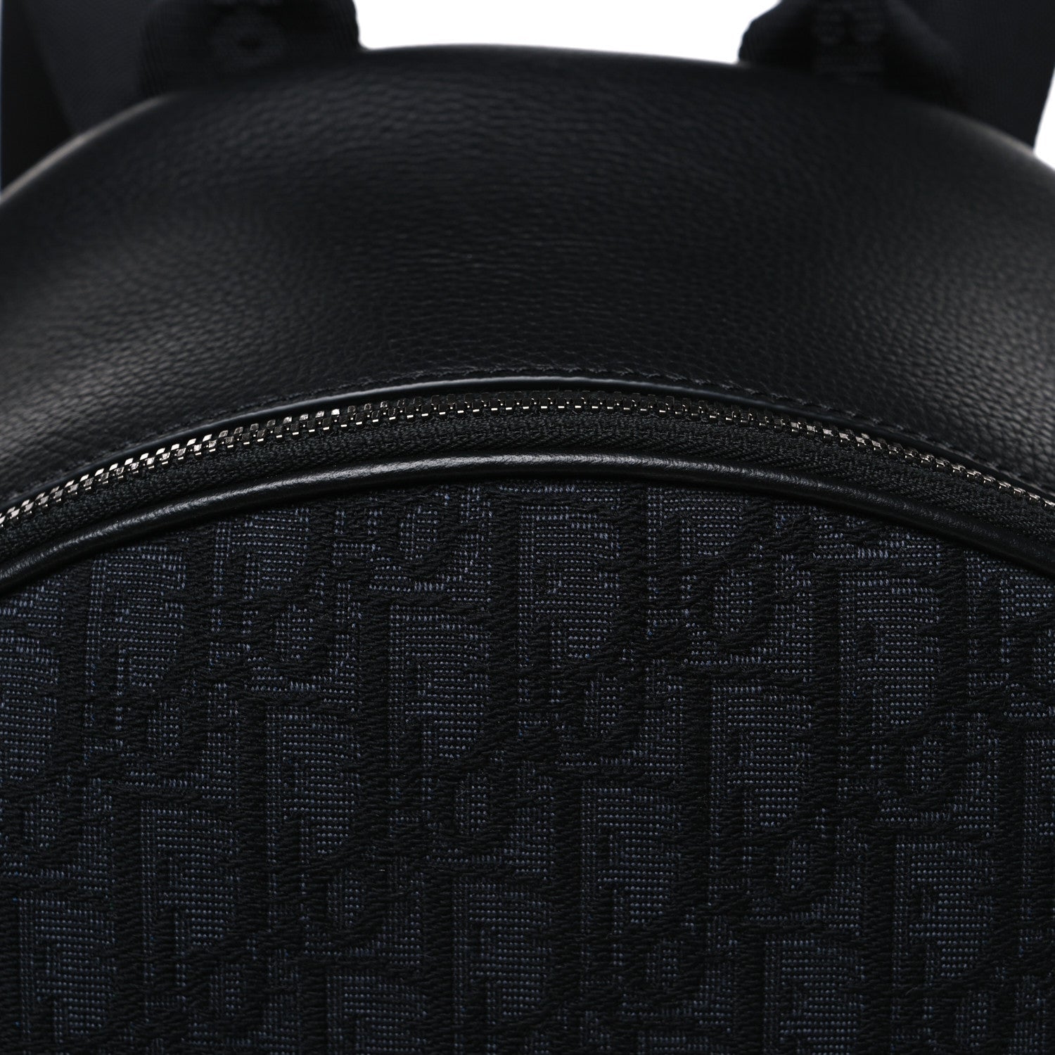 Oblique Jacquard Saddle Zip Backpack Black