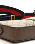 GG Supreme Monogram Textured Dollar Calfskin Web Ophidia Wristlet Shoulder Bag Beige Ebony New Acero