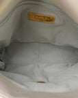 Iridescent Calfskin Quilted Large CHNL 19 Flap White
