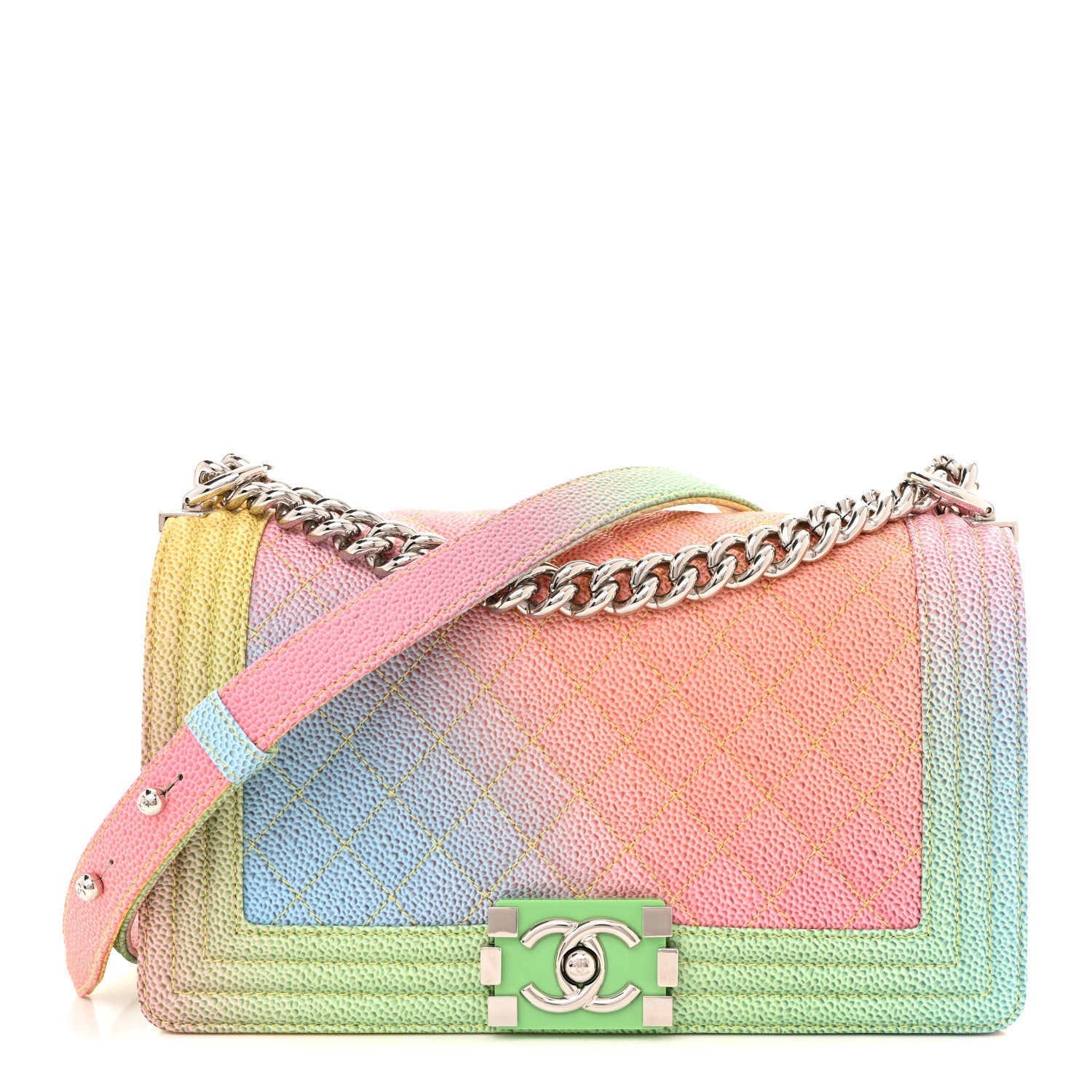 Caviar Quilted Medium Cuba Rainbow Boy Flap Multicolor